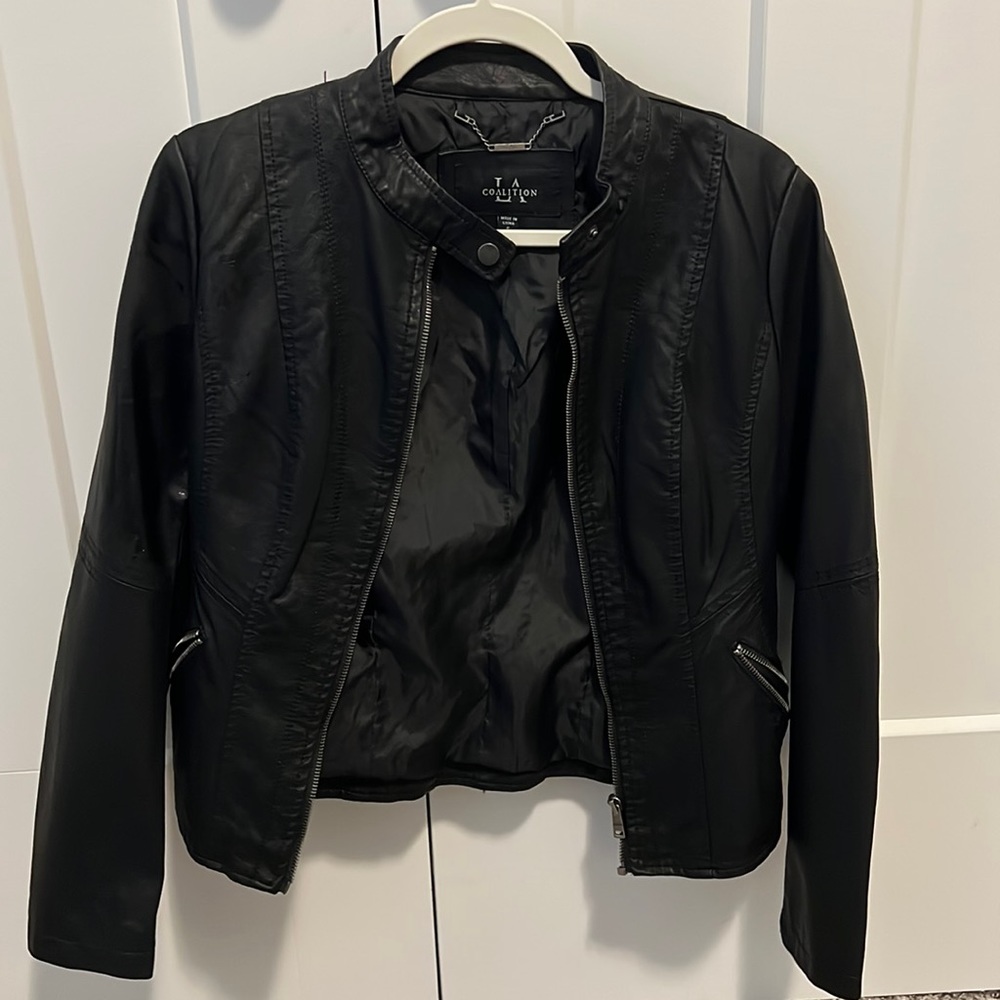 LA coalition black leather jacket